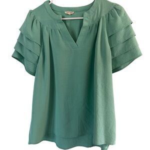 JODIFL Green Layered Sleeve Blouse